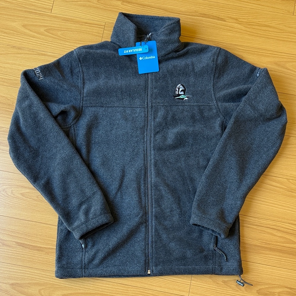 NWT Mandalorian and Grogu Crew Columbia Charcoal Full-Zip Fleece Jacket
